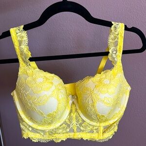 Yellow Lace Underwire Bra